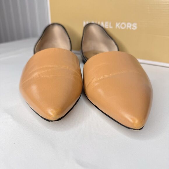 Michael Kors Sz 8M Julieta Flats Black Sun Tan Leather d'Orsay Pointed Shoe - Picture 4 of 9